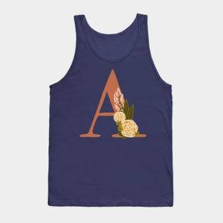 Floral Monogram Letter A Tank Top